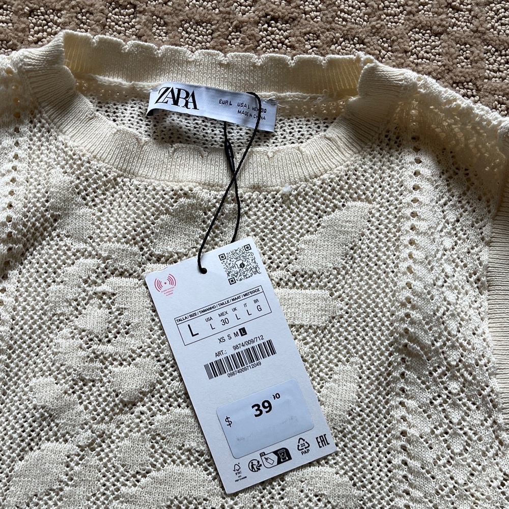NEW Zara Cream Knit Sleeveless Top - Picture 2 of 4